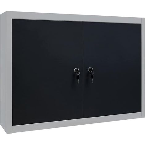 Maison Exclusive - Nástěnná skříň na nářadí industriální styl kov šedo-černá (1/5)