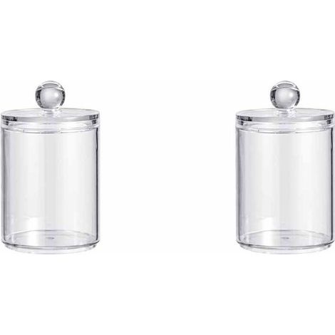 2 Pièce Porte Coton Tige, Distributeur Coton, Boite Rangement Tige avec Couvercle, étanche à la poussière et à lhumidité, pour Salon, Chambre coucher, Salle de Bain