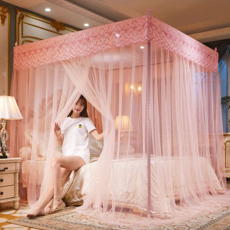Moustiquaire en polyester, style princesse pour la maison, adaptée aux lits doubles et simples, avec outils de montage, dimensions : 1,2 x 2,0 mètres (1/5)