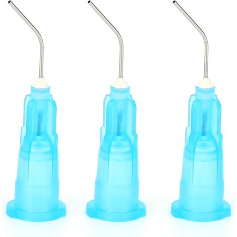 100 seringues dentaires jetables aiguilles courbes irrigation, embouts de distribution bleus, accessoires remplacement pour usage professionnel (1/5)
