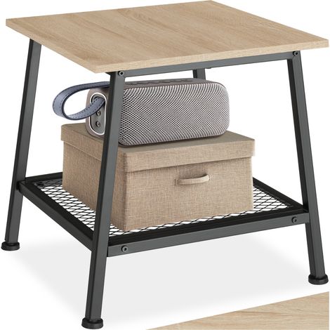 Table d'appoint 45,5 x 45 47 cm en panneau de fibres bois clair (1/5)