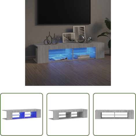 vidaXL Holzschrank - TV-Schrank mit LED-Leuchten Grau Sonoma 135x39x30 cm (1/5)