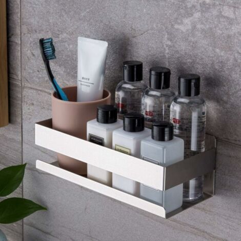 Self-adhesive stainless steel bathroom storage rack, wall-mounted storage rack (1/5)