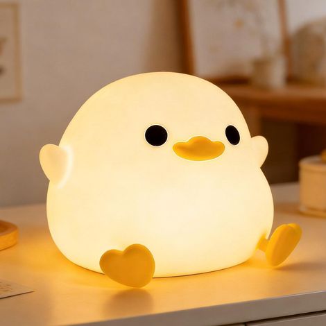 Canard Veilleuse pour Enfants en Silicone à Lumière Variable Lampe de Chevet avec Minuterie et Commande Tactile (1/5)