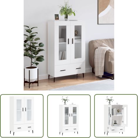 The Living Store Highboard Weiß 69,5x31x115 cm Holzwerkstoff - Sideboard - Hochboard - Wohnzimmermöbel - Wohnwand - Aufbewahrung (1/5)