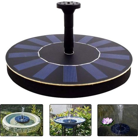Fontaine Solaire Autonome, Pompe Flottante avec Pulvérisation Multi-Jets pour Bassins, Étangs et Bains d'Oiseaux (1,4W, Débits Réglables) (1/5)