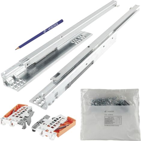 Blum Tandem Teilauszug Set, Schubladenauszug 550mm Blumotion mit praktischer Blum Kupplung, Schubladenführung Tragkraft 30kg - 1 Paar Schubladenschienen mit Kupplung