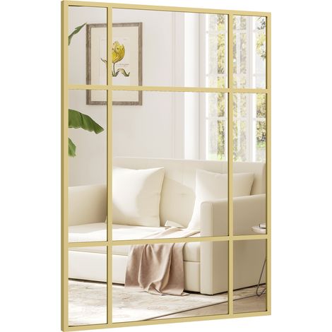 Miroir mural rectangulaire doré 70x50cm cadre métal ventilation