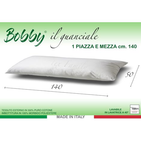 GUANCIALE BOBBY cuscino LETTO 1 PIAZZA E MEZZA lungo cm. 140 MIS. CM. 50 X 140 (1/5)