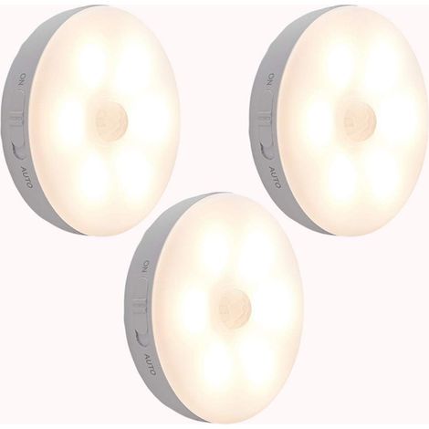 ZOLGINAH Applique murale avec détecteur de mouvement,veilleuse de placard USB rechargeable-Lumière LED-Lampe à Fonctionne avec piles Pour cabinet,chambre à coucher,armoire,couloir,etc(Lumière chaude,3 (1/5)