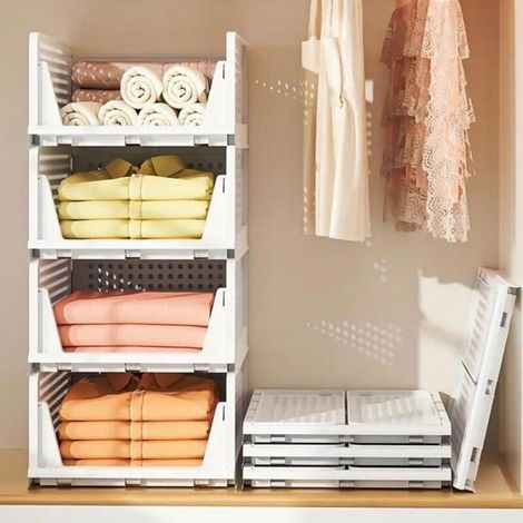 Bardusch - . Grand panier de rangement pour vêtements à 4 couches, organisateur de tiroir, 33,54372cm, blanc. (1/4)