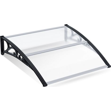 Jiubiaz Vordach Haustür 120×100 cm – Pultbogenvordach mit Polycarbonat-Dach & robusten ABS-Stützarmen