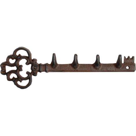 Kleiderbügel aus Gusseisen, Schlüssel für 4 Haken, 29,3 cm (1/4)