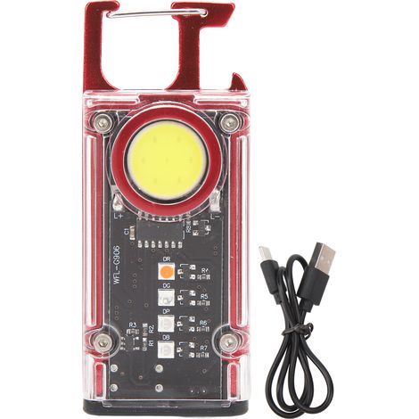 Lampe torche LED mini rechargeable, puissante et multifonction, avec aimant, mode rouge, portable et compacte. (1/5)