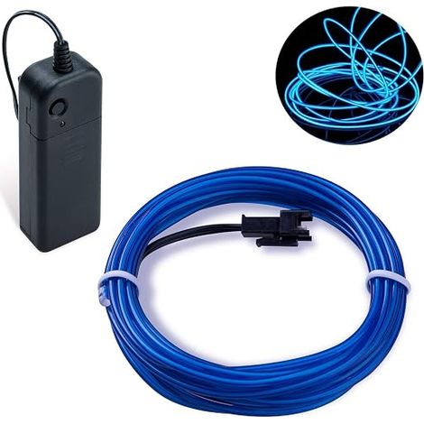 LED String Lights, Neon Flexible Luminous Battery Operated Decoration for Party/Christmas/Birthday/Evening/Wedding, 3 Lighting Modes with Remote Control, Waterproof for Indoor (Blue, 3M) (1/5)