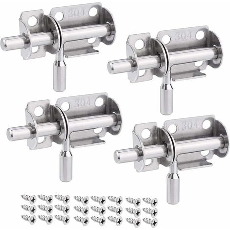 Set mit 4 Edelstahl-Schiebetürschlössern, rostfrei, beidseitig montierbar, für Innen- und Außentüren