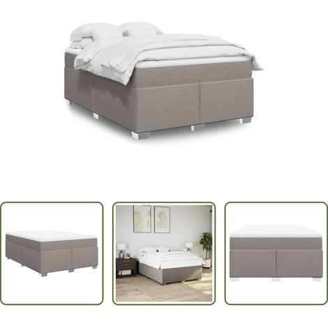 vidaXL Surmatelas -  Sommier à lattes de lit avec matelas Taupe 160x200 cm Tissu (1/5)