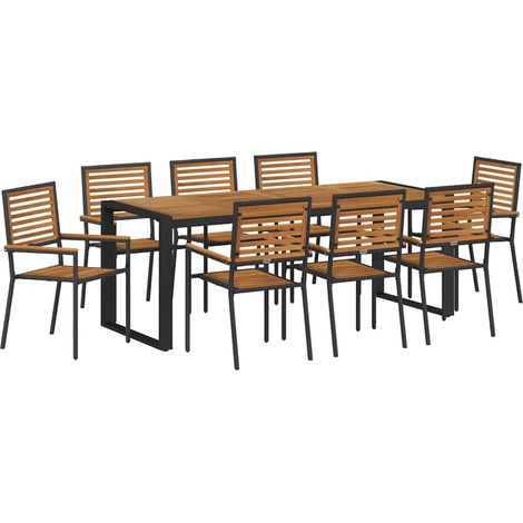 Maison Exclusive - Set da Pranzo per Giardino 9 pcs Nero e Marrone polyrattan