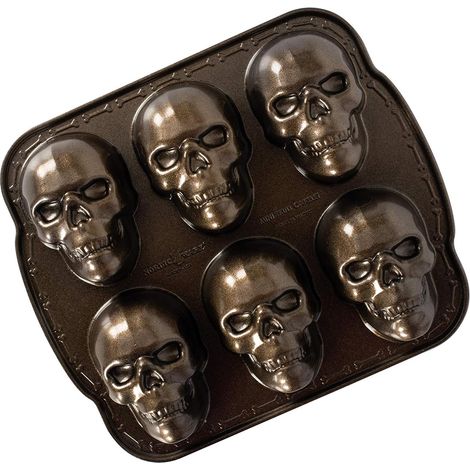 Moule À Gâteau Forme De Crâne - Aluminium - 5 Tasses - 29,85 x 25,4 x 5,08 cm - Pour Fêtes Thématiques (1/5)