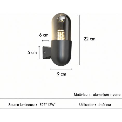 Applique Murale Rétro Bauhaus Forme Capsule LED Lumière 3 Couleurs Verre 28 × 25 × 18 cm 2 kg – Livraison gratuite