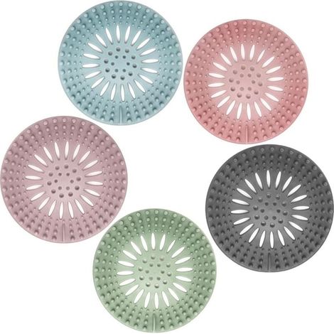 Ulisem 5 pezzi filtro per capelli da doccia, filtro per capelli da doccia e vasca da bagno, utilizzato in bagno, vasca da bagno, cucina, invia clip per la pulizia dei capelli (1/4)