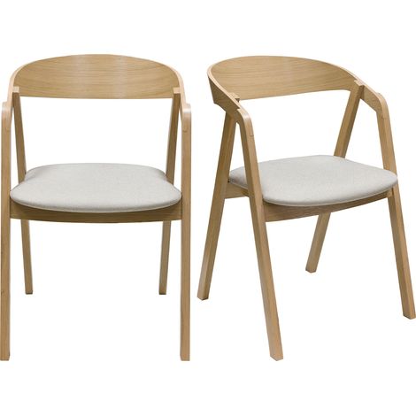 Skandinavische Stühle aus hellem Eichenholz und beigem Stoff (2er-Set) LOVA (1/5)
