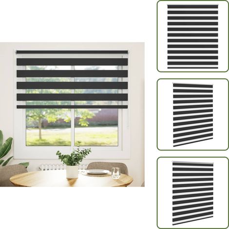 The Living Store Zebra-Rollo 120,9 x 175 cm, Stoffbreite 116,7 cm, schwarz - Fensterrollo (1/5)