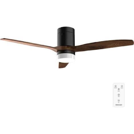 Cecotec Ventilador de Techo con Luz EnergySilence Aero 4600 Arctic Black&Chocolate. Motor DC 38 W, Luz LED 18 W