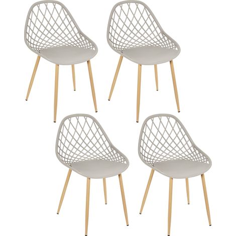 Lot de 4 Chaises - HOME DECO FACTORY - Malaga - Légères - Grises (1/5)