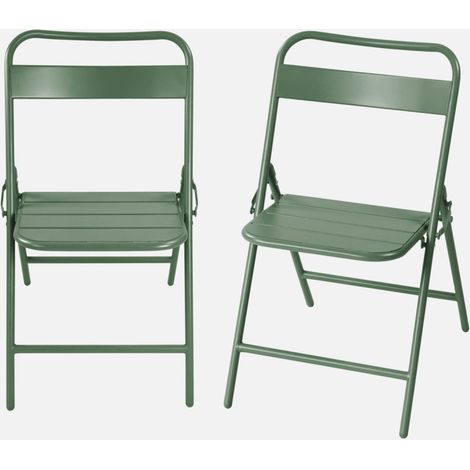Silla de jardín bistró plegable de acero, set de 2 (1/5)