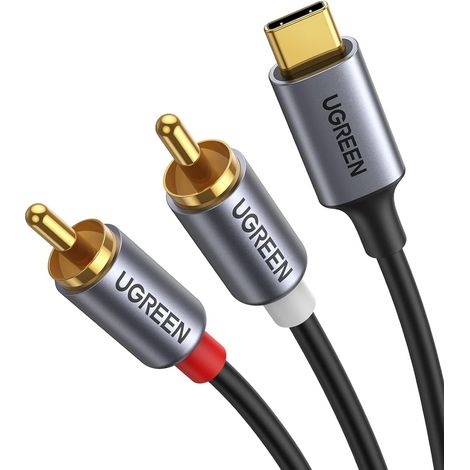 Câble 2RCA USB C Audio Stéréo Adaptateur Type C Mâle vers 2RCA Mâle  Auxiliaire Audio Câble Numérique Compatible avec Téléphone Amplificateur Enceinte HDTV Home Cinéma Vidéo Projecteur 1.5M (1/5)