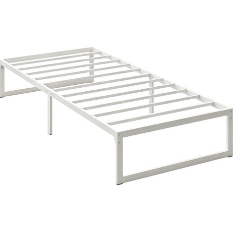 Cama metálica blanca con almacenaje, somier de acero, 200 x 90 cm (1/5)