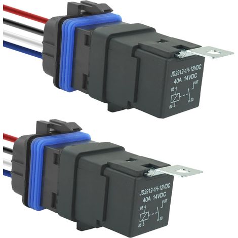 Kit de 2 relais 4 broches avec faisceau, 40 A, 12 V CC, étanche, robuste, pour avertisseurs sonores, démarreurs, ventilateurs, éclairages (1/5)