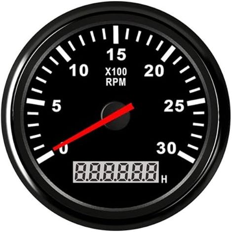 85 mm Tachymètre Jauge Compteur,0-3000 tr/min pour moteur diesel, voiture, camion, bateau, compte-tours, 12 V/24 V avec compteur horaire LCD, rétro-éclairage rouge (1/5)
