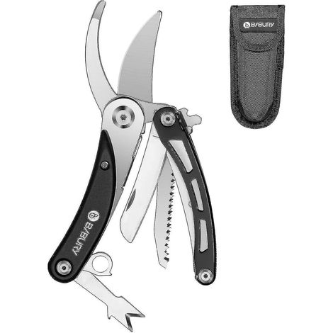 Manuelle Gartenschere, 5-in-1-Multifunktionswerkzeug, Klappschere aus Edelstahl 420, Bonsaischere zum Baumschnitt, Gartenschere