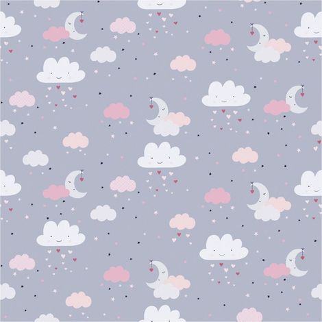 Children wallpaper wall Profhome 381251 non-woven wallpaper slightly textured with pattern for kids matt grey pink beige white 5.33 m2 (57 ft2) (1/5)