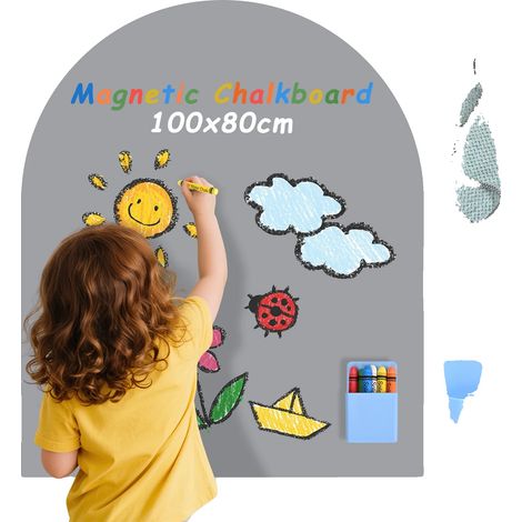 Pizarra magnética, instalación autoadhesiva, materiales seguros para niños, gris claro. (1/2)
