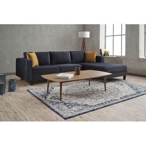 Ecksofa Rechts Kahl Velvet Anthrazit