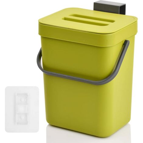 Poubelle à compost 5L – Plastique sans BPA – Dimensions 21x17,5x24,5cm – Installation sur plan de travail ou porte d'armoire (1/5)