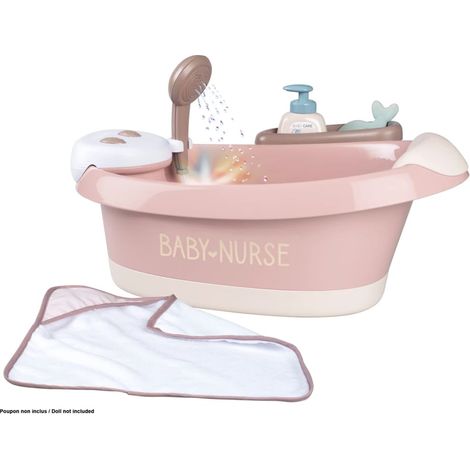 Baignoire avec douche hydromassage pour poupées, bébés et infirmière, serviette (1/5)
