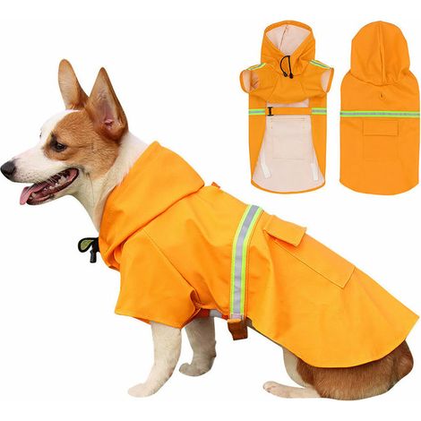 Green Mobility-Imperméable Pour Chien Avec Poche à Capuche Veste De Pluie Slicker Imperméable Réglable Et Réfléchissante Pour Petit Chien De Taille Moyenne, Orange 4Xl Orange 4Xl (1/5)