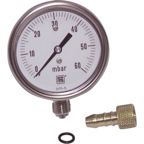 Runder Druckmesser 0 bis 60 mbar Durchmesser 63mm M1/4" ohne Hülle