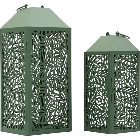 Geschnitzte Laternenpaar, 17,8 x 17,8 x 44 cm – 13,8 x 13,8 x 34 cm (1/5)