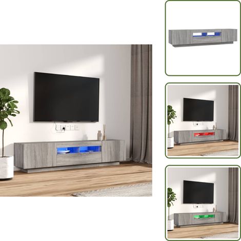 The Living Store Ensemble de meubles TV avec lumières LED 2 pcs Sonoma gris - Meuble tv moderne (1/5)