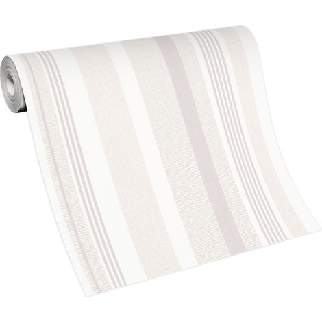 BRICOFLOR Papier Peint à rayures beige et blanc Papier Peint intissé pour chambre, salon & plus Tapisserie rayures beige cuisine (1/3)