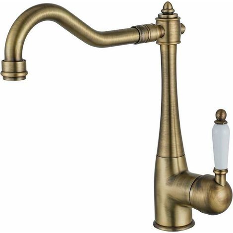 1 Robinet de cuisine, laiton, orientable 360 degrés, haute pression, style vintage, pour évier de maison (1/4)