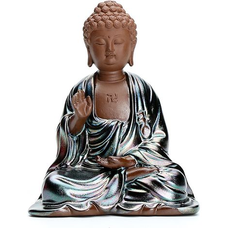 11,5 cm große Buddha-Figur mit Solarbeleuchtung für den Garten, sitzende Buddha-Statue Z (1/5)