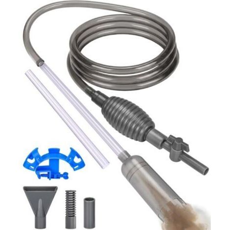 Siphon Aquarium 3 m Tuyau Nettoyeur de Gravier avec Tube Rigide 70 cm, Robinet Marche/Arrêt, Filtre, Buse Bec de Canard, Protection Sable et Support pour Nettoyage Aquarium (1/5)