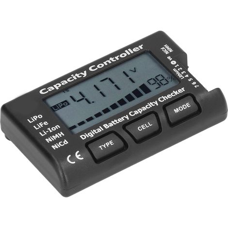 Testeur de capacité batterie numérique contrôleur tension % pour LiPo LiFe Li-ion NiCd NiMH ABS noir (1/5)