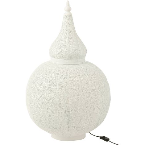 Lampe orientale blanche en métal ambiance mille et une nuits - Blanc ajouré oriental élégant (1/5)
